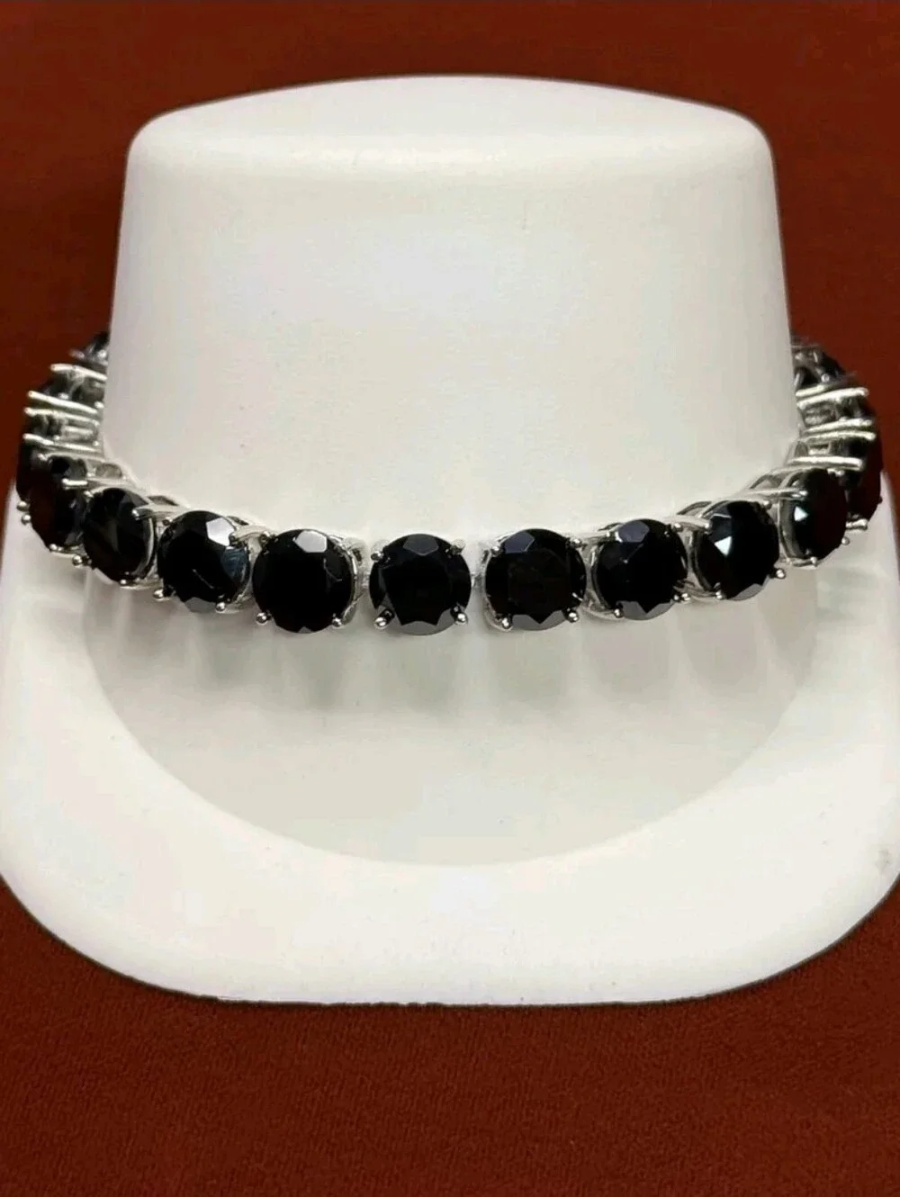 Sterling Silver 33.0Tcw Thai Black Spinel Bracelet